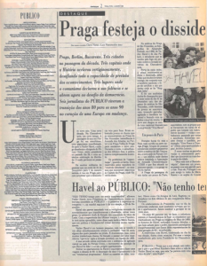 Praga no jornal português (Público, 2. 1. 1990, 2. pag)